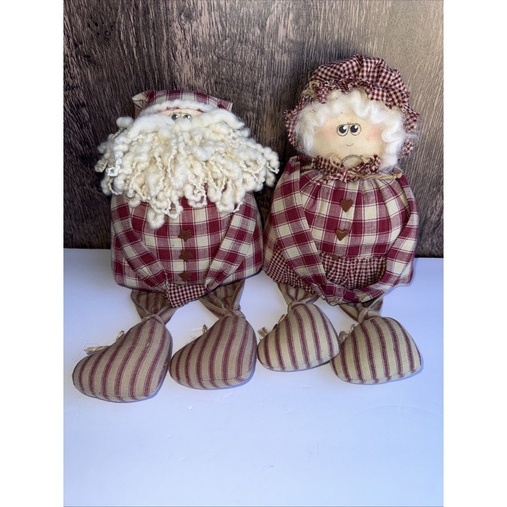 Cute Shelf Fireplace Mantel Sitting Rustic Cottage Primitive Santa Set Weighted